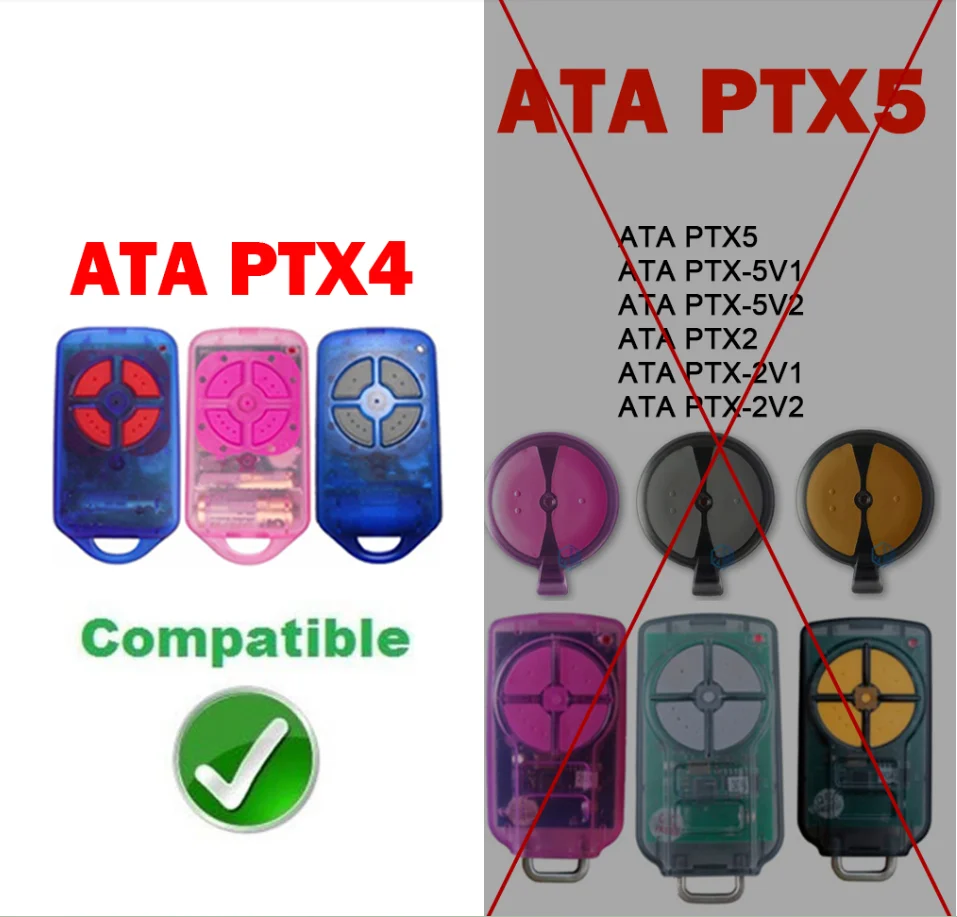 For ATA PTX4 Herculift PTX-4 Garage Remote Control Securacode Replacement Door Opener 433.92MHz For GDO 2v5 2v6 2v7 7v1 9v1 Key