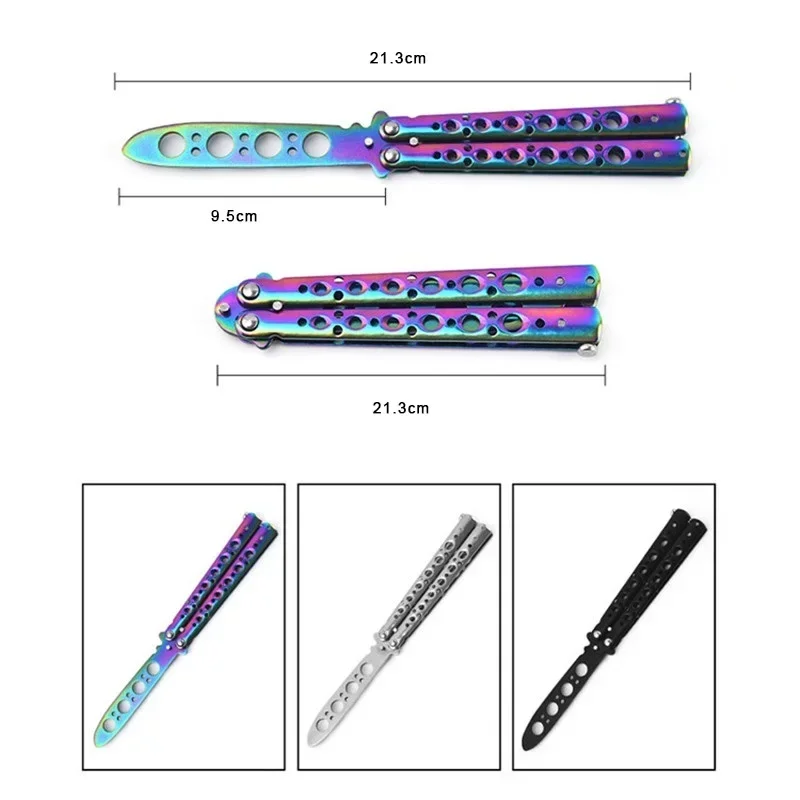 Foldable Butterfly Knife Trainer Portable Stainless Steel Pocket Practice Knife Training Tool for Outdoor Games Balisong Trainer