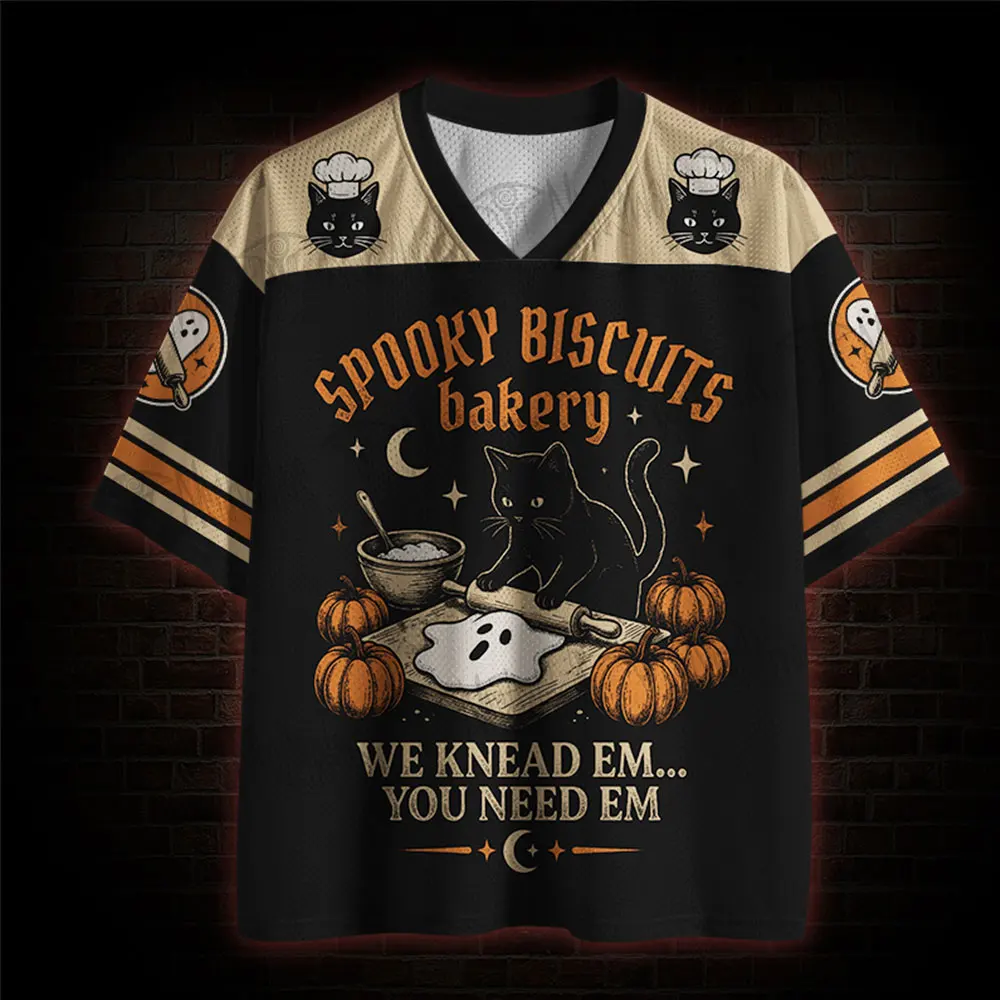 Halloween Limited V-Ausschnitt Kurzarm-Shirt, Horror-Nacht-Kürbiskopf Kurzarm-Shirt, Trendige Sportbekleidung, Vollbedrucktes T-Shirt – Detail 3