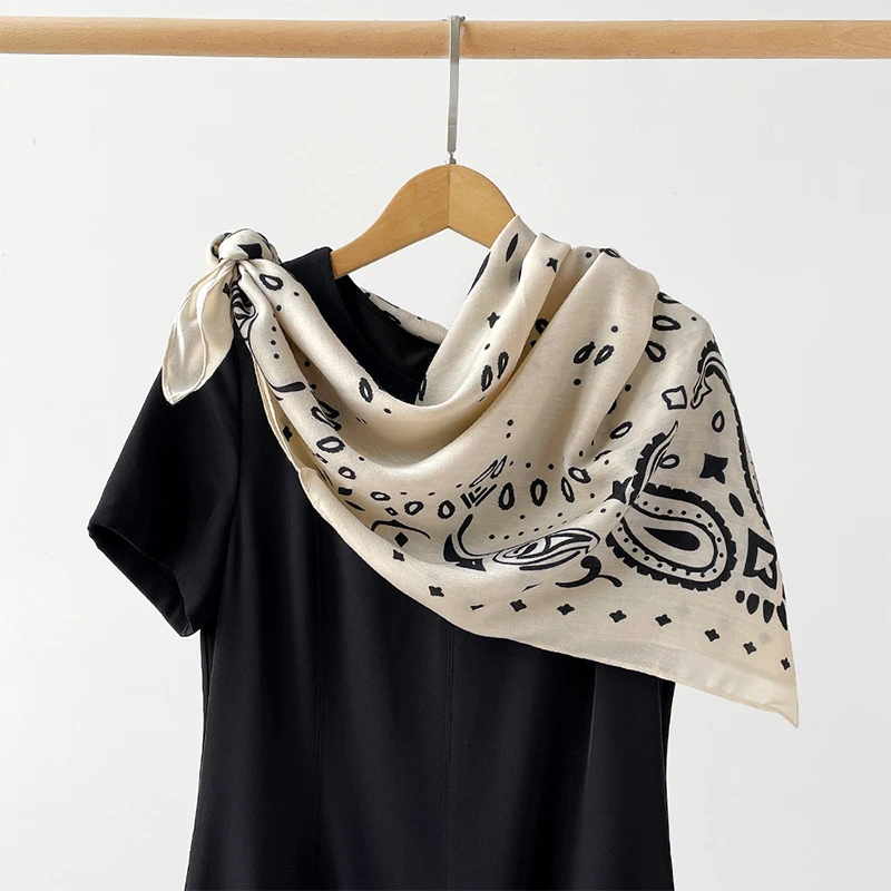 

Модный женский платок с узором пейсли, 90 см, с принтом, мягкий, роскошный на ощупь, большой квадратный шарф, летние аксессуары