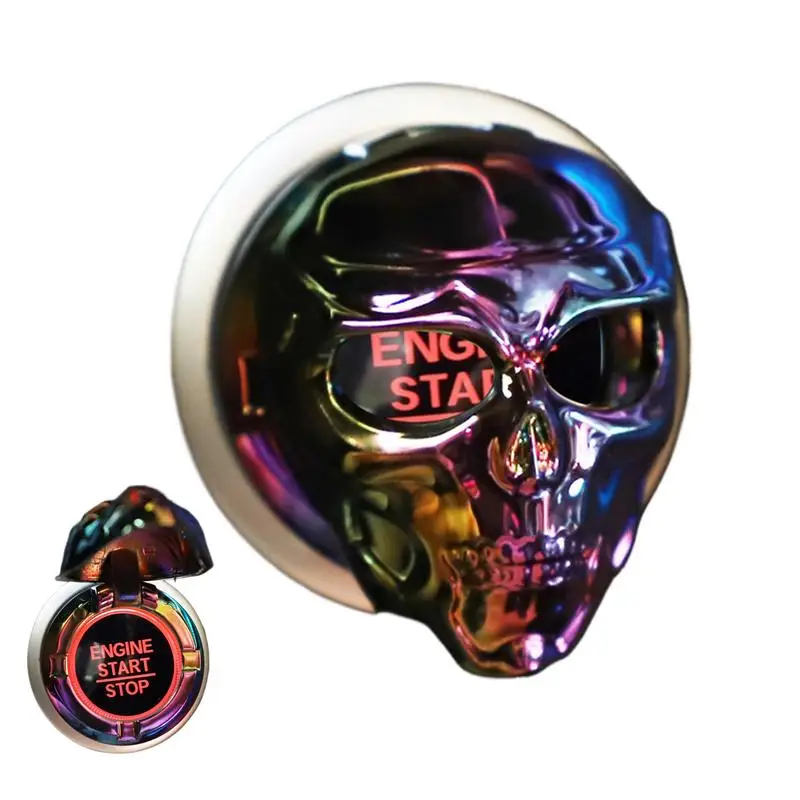 Car Push Start Button Sticker Car Skull Push Start Button Sticker Gothic Car Accessories Engine Start Stop Button Cover For