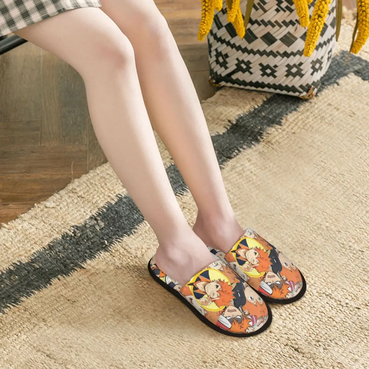 Zapatillas personalizadas para invitados de cómic H-Haikyuues para dormitorio, mujer, zapatilla de casa de Manga