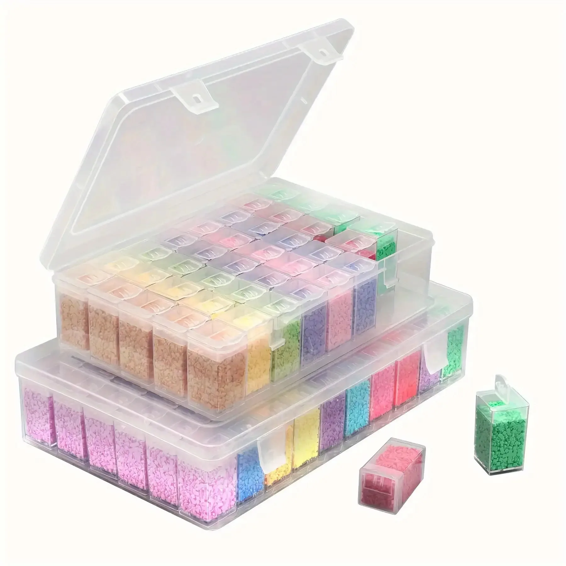 40/60 Diamond Painting Bead Storage Box Set with Transparent Lid and Compartments - Durable Plastic Organizer with Labeled
