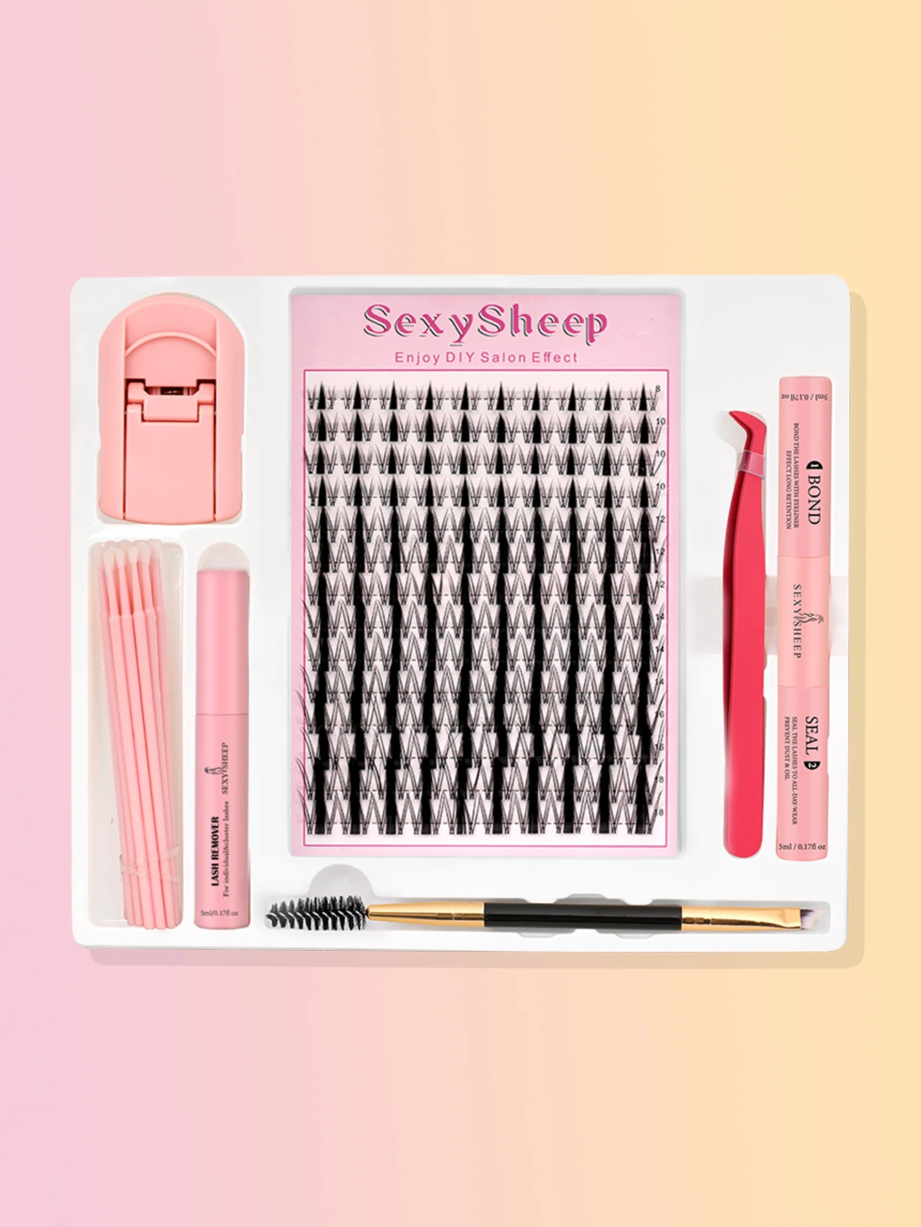 DIY Lash Cluster Natural Eyelash Extensions 8-18MM Individual Lashes Extensions with Bond and Seal Remover Lash Brush Tweezers