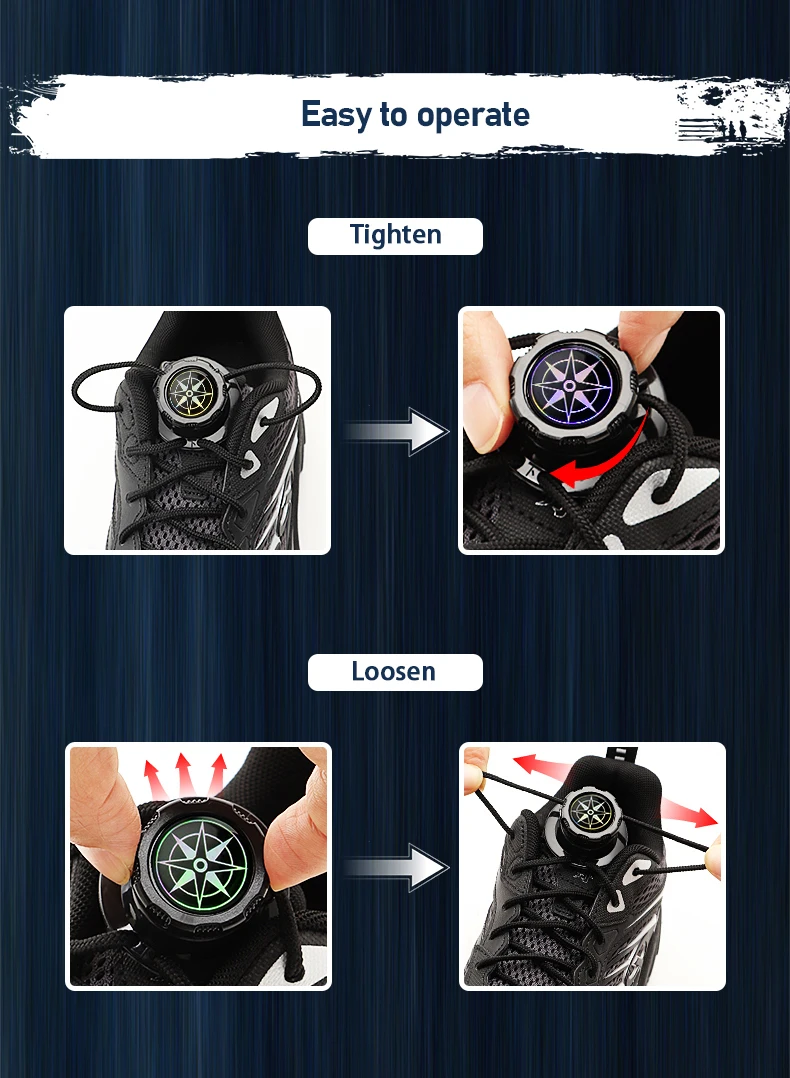 Drehbare Schnürsenkel-Schnallenverriegelung, Schnellverschluss ohne Schnürsenkel, bequemes Schuhzubehör für Laufschuhe, Sneaker, Sportschuhe und Freizeitschuhe für Damen, Herren und Kinder. – Detail 4
