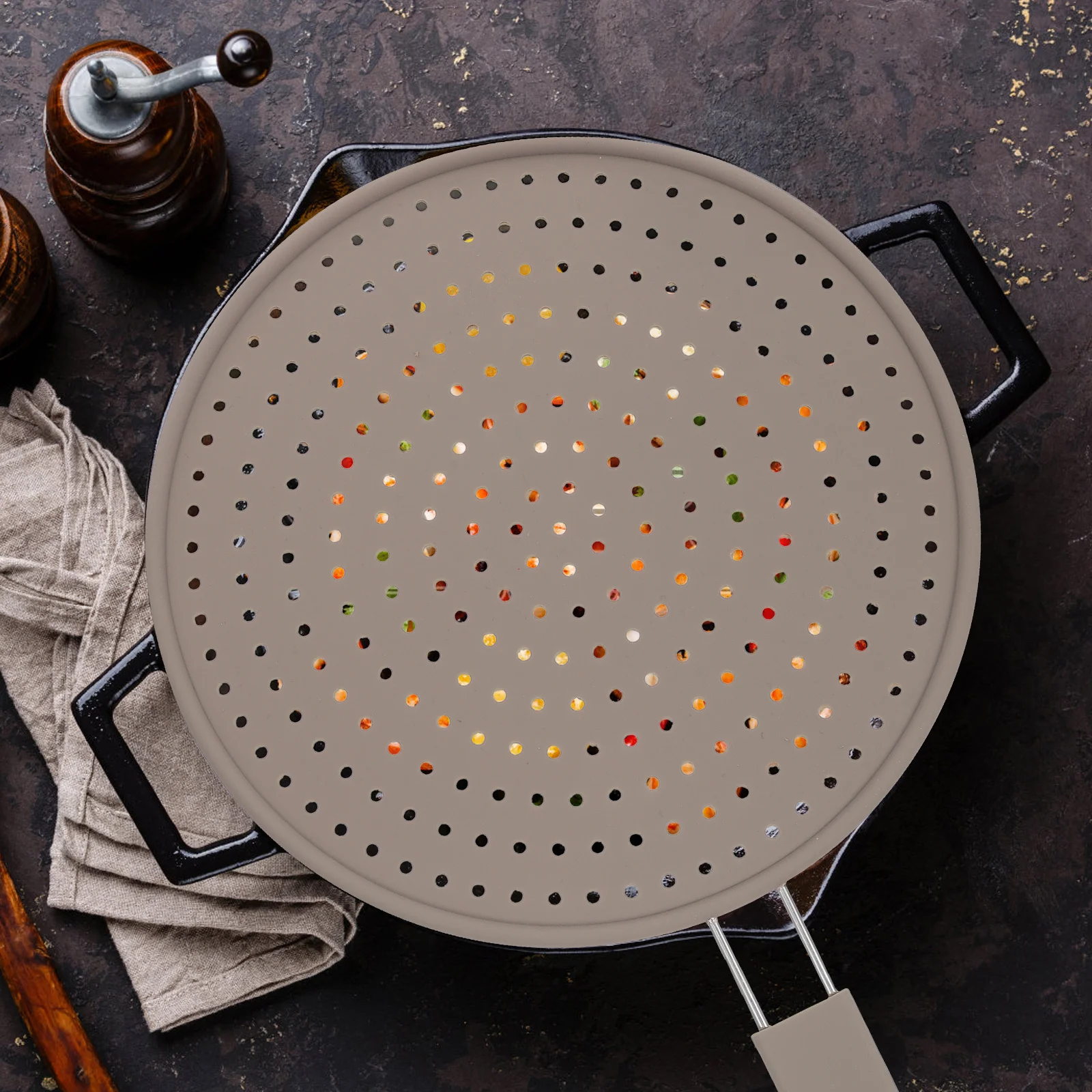 

Silicone Splatter Screen 10.2 Inch Anti Oil Splashing Cover For Frying Lid Kitchen Oil Baffle Net Household Filter