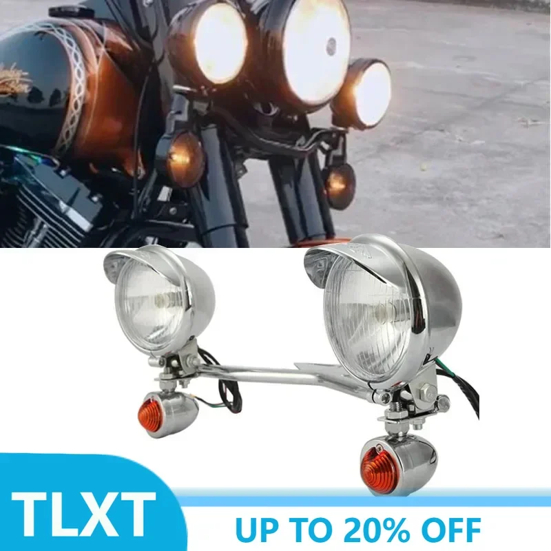 Universal 12V Motorcycle Headlight Passing Fog Light Lamp Front Mounts Holder For Honda/Yamaha/Kawasaki/Suzuki/Triump/Cafe/Racer