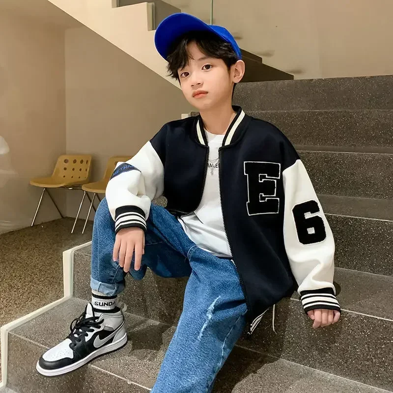 1 2 3 4 5 6 7 8 Years Baby Boys Baseball Jacket Spring Autumn New Fashion Letter Sports Coat For Boy Outerwear Children Clothing