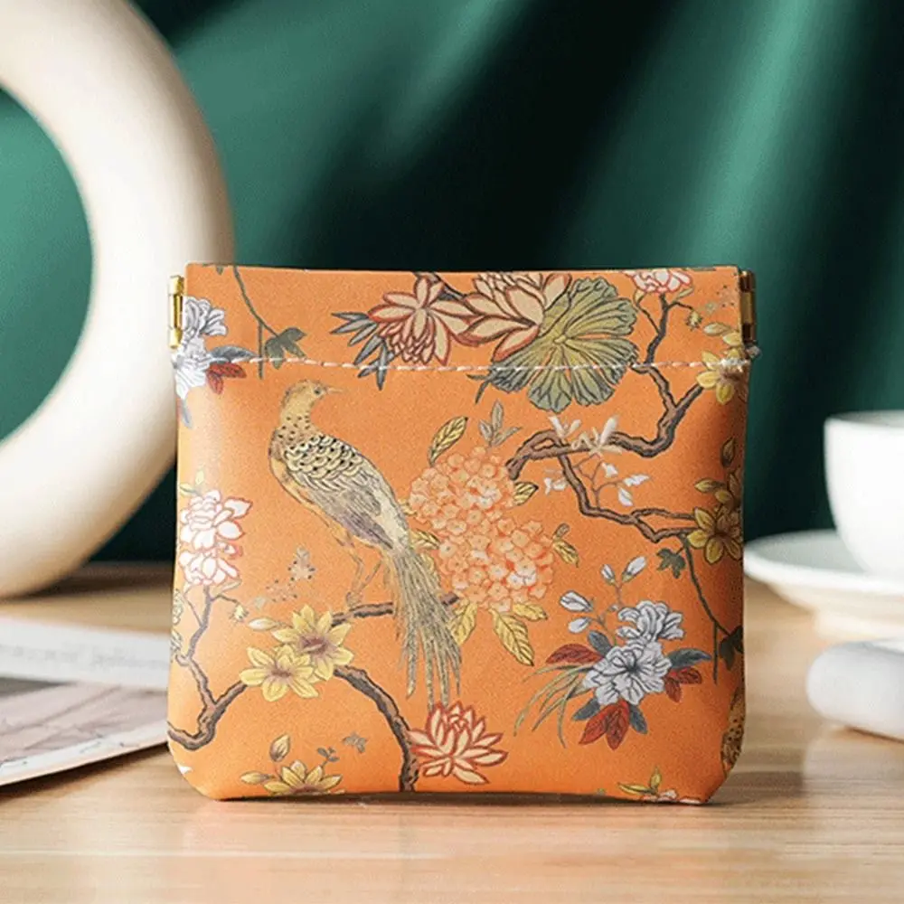 المحمولة بو محفظة للعملة مقاوم للماء زهرة الطيور طباعة حقيبة مستحضرات التجميل التلقائي إغلاق كابل بيانات تخزين حزمة النساء #2