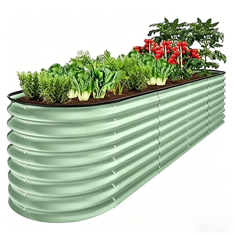 Modular Metal Raised Garden Bed, Powder Coated Galvanized Steel Planter Box, Outdoor Eco Friendly Flower Pot Container
