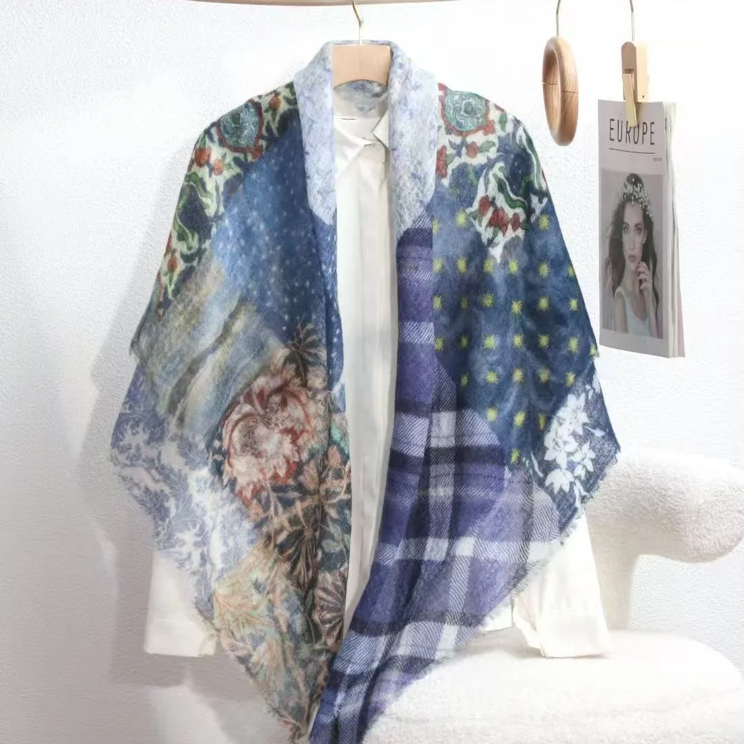 

New Cashmere Scarf Ethnic Style Women's Versatile Inner Mongolia Retro Ethnic Shawl Feels Super Soft Japanese and Korean Popular