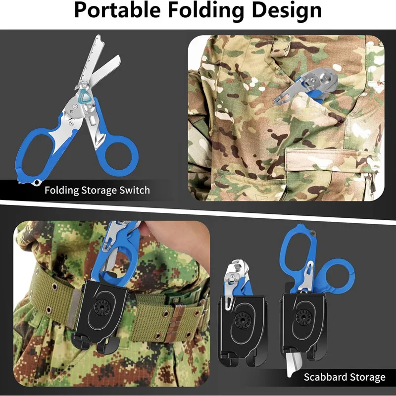 Imagem -02 - Tactical Multifunction Emergency Raptors Scissor Edc Gadget Expert First Aid Folding Scissor Outdoor Survival Tool Combinação