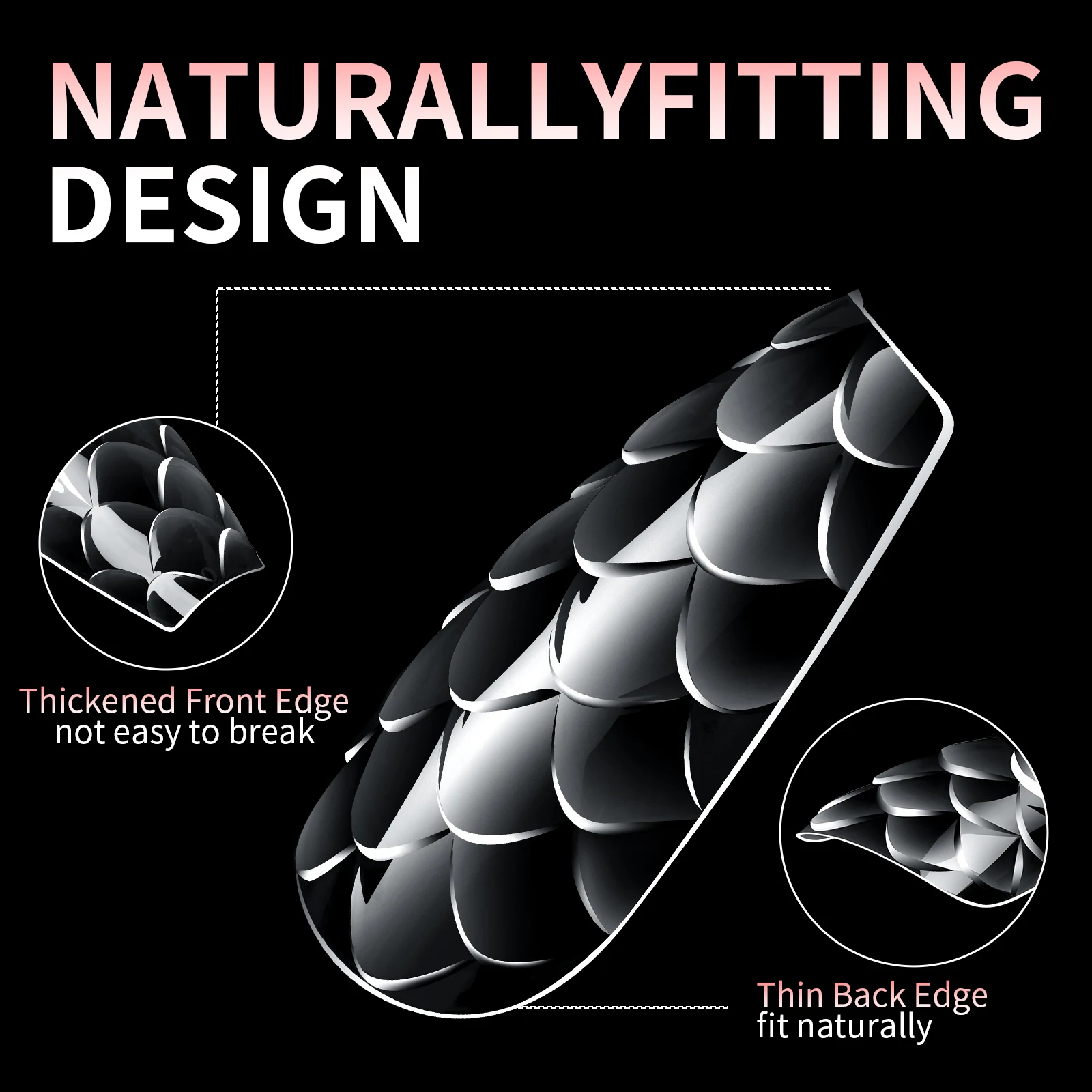 120pcs/box 3D Fish Scale Almond Ballet False Nails Acrylic Soft Full Cover Press On Nails DIY Nail Art Charm Extension Tools