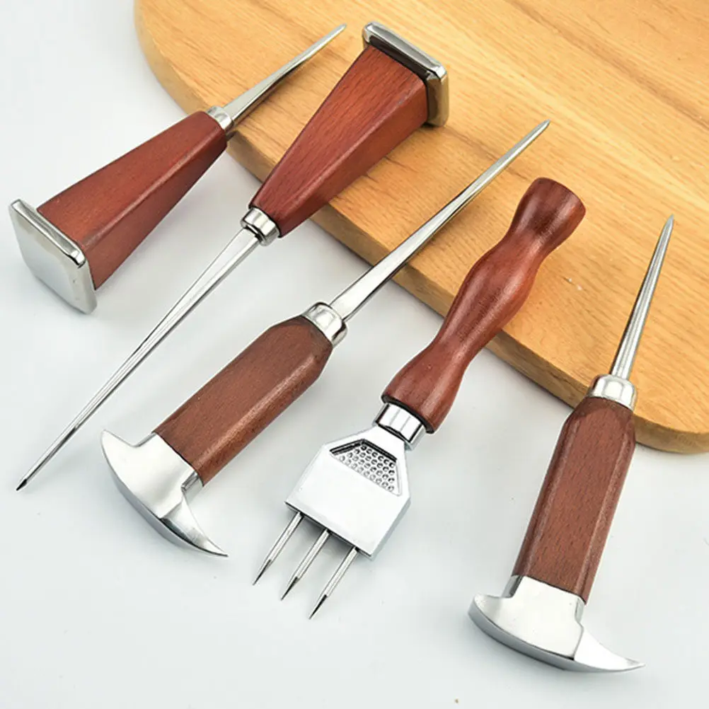 Japanese Style Ice Pick Bar Tool Stainless Steel Ice Chipper with Beech Wood Handle Ergonomic Design for Home Bar Hotel Cafe