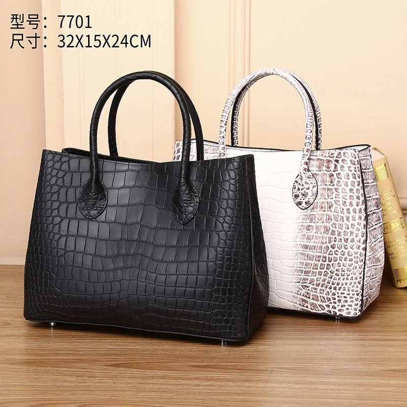 New Genuine Leather Handbag Large Capacity Women's Garden Bag Crocodile Trendy Tote Fashion Business Crossbody Bag