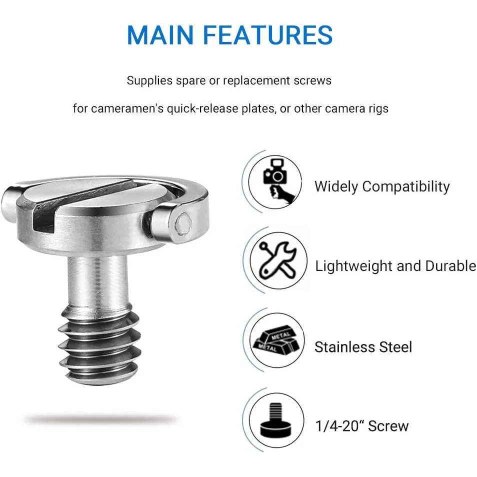 For GOPRO/Insta360/DJI Osmo Pocket 3 Camera Stainless Steel D Shaft D-ring 1/4 Mounting Screw 0.39