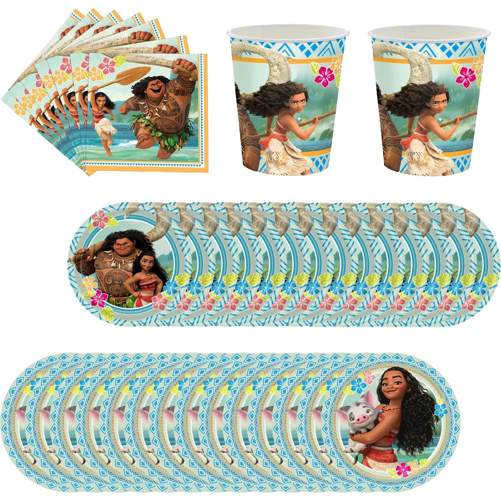 New Moana Theme Birthday Party For Girls Pink Cups Napkins Plates Decorations Balloon Disposable Tableware Canine Supplies