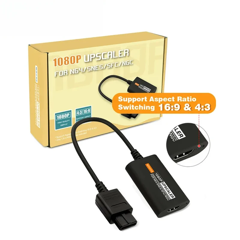 

Адаптер-ускоритель TicKnot 1080P для консолей NGC/N64/SNES/SFC, HDTV-конвертер с переключением форматов 4:3/16:9