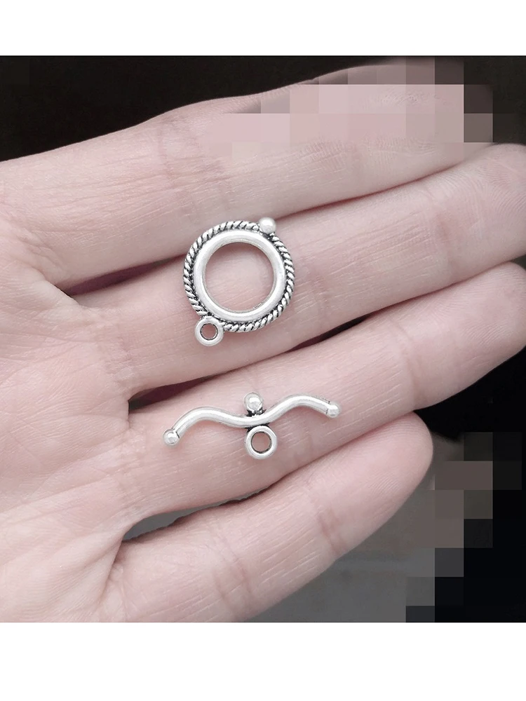Chiusura per bracciale Collana Ganci OT Rotondi Argento Artigianato 40 pezzi Ciondoli in metallo Catene con connettori Toggle Componenti di gioielli Forniture