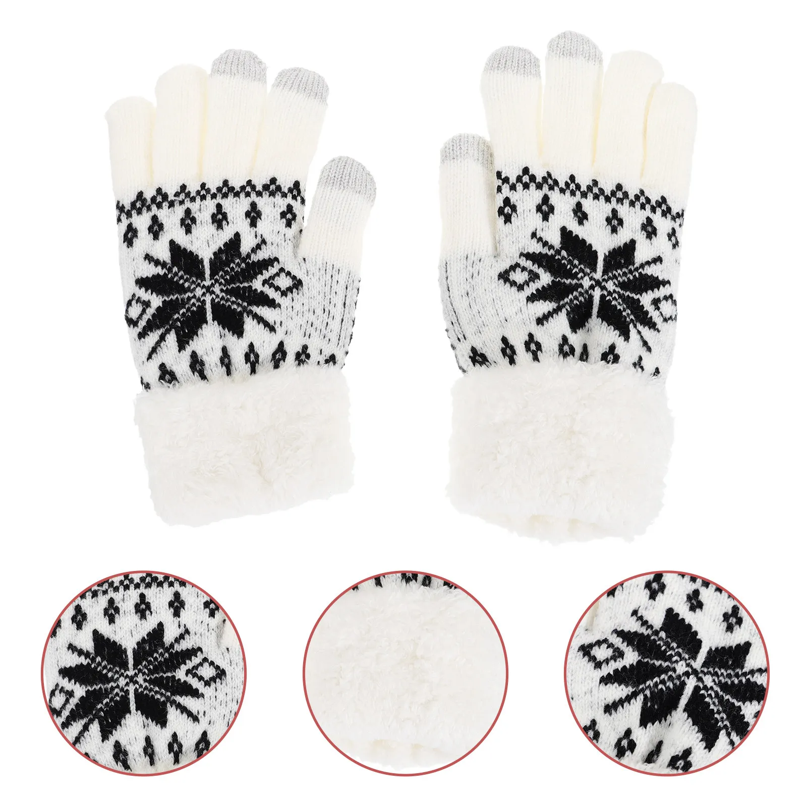 

1Pair Premium Knitting Warm Gloves with Snowflake Pattern Thicken Winter Outdoor Touch Screen Compatible One Size for Dog