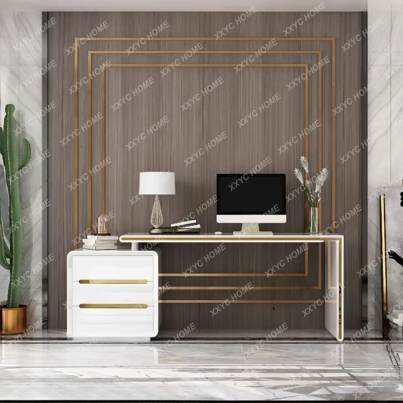 XX Modern White Luxury Executive Desk Storage Drawers Black Standing Home Computer Desks Study Laptop Office Furniture