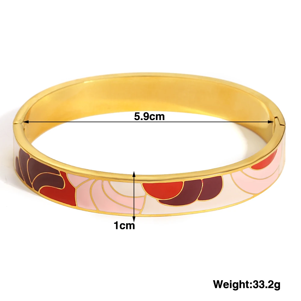 Fashion Colorful Enamel Painted Bracelet Stainless Steel Bracelets Bangles for Women and Men Waterproof Cuff Jewelry Gifts