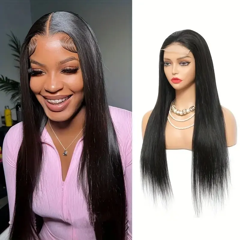 Rosabeauty 13x6 Straight Nature Color Lace Front Wig Human Hair 30 40 Inch Frontal 5X5 Glueless Ready to Wear Wig 250% For Women