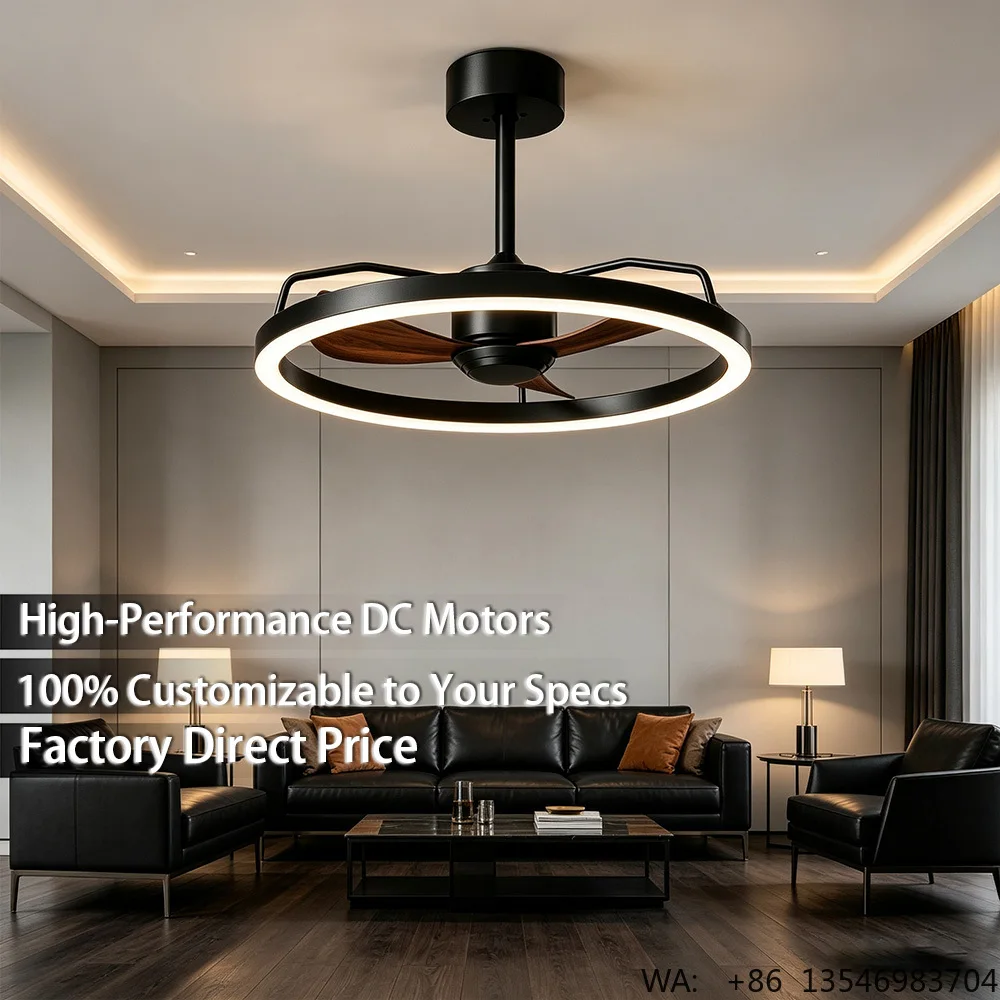 50cm Modern Ring LED Ceiling Fan Light, Low Profile Flush & Downrod Mount, Remote 3CCT Dimmable Quiet DC Motor Bedroom