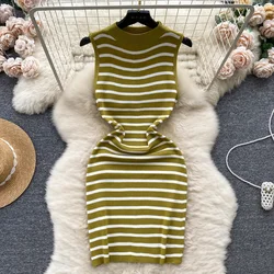 Strip O Neck Slim Summer Sexy Knit Mini Dress Spaghetti Strap Vestido De Festa Women Casual Party Bodycon Elastic Vestidos
