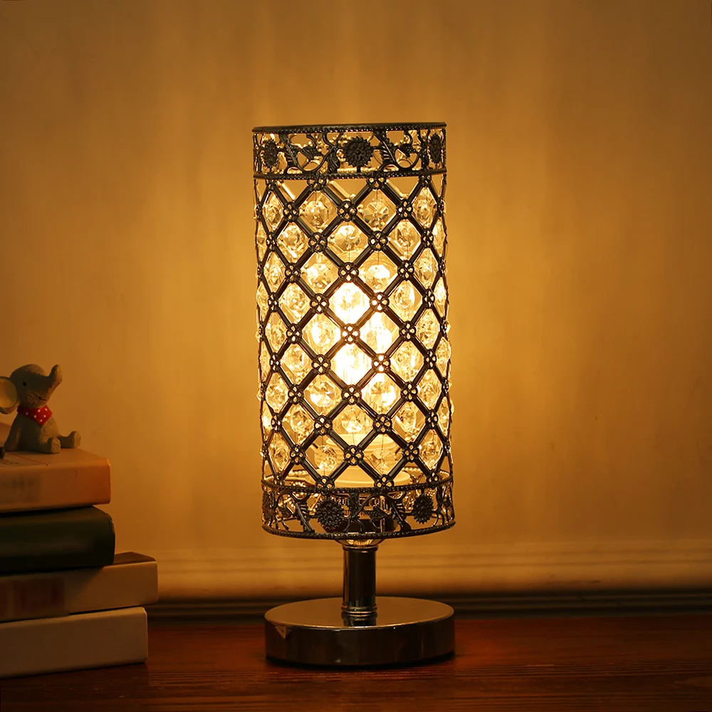 โคมไฟตั้งโต๊ะข้างเตียงโทมไชน์ คริสตัล ซิลเวอร์โคมไฟตั้งโต๊ะตกแต่งสำหรับห้องนอนห้องนั่งเล่นห้องรับประทานอาหารร้านกาแฟตู้หนังสือ