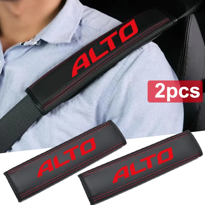 

2pcs Universal Leather Car Seat Belt Protector Pad for Alto Logo 2025 Safety Belt Cover Shoulder Strap Covers Interior