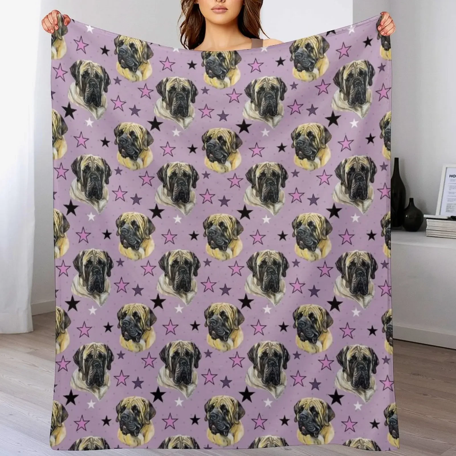 

Mastiff (English) - Pink Throw Blanket No Pilling Soft Warm Blanket for Bed