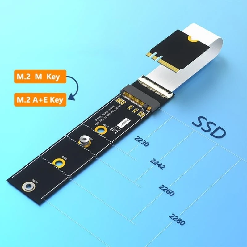 M.2 Key M to Key A+E Extension Cable 64Gbps Fast Speed For Key A/E Devices Featuring Industrial Construction