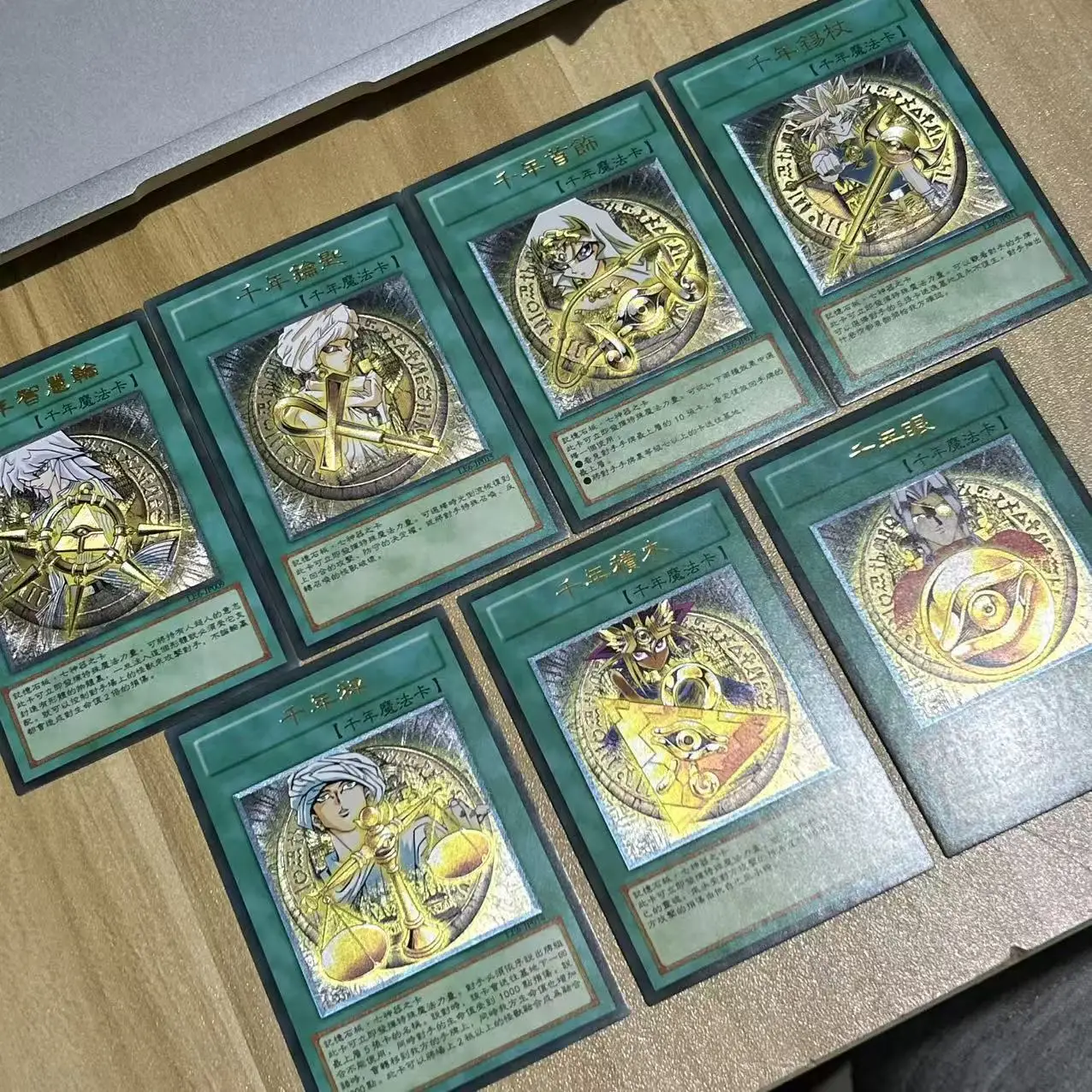 Yu-Gi-Oh 7 Millennium Items UTR Relief Flash Cards Millennium Puzzle Ring Rod Necklace Key Scale Eye Retrogame Collection Card