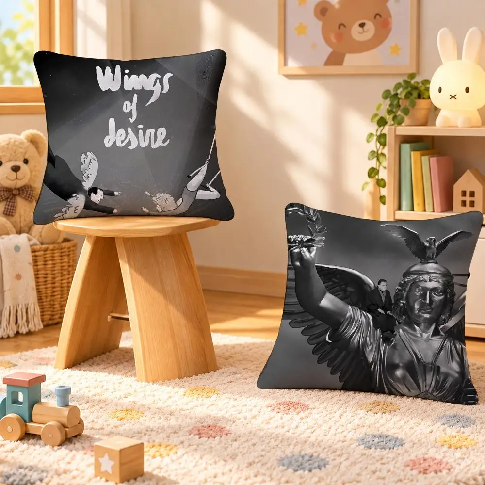 Film Wings Desire Aesthetic Cushion Cover Personalized Soft Plush Pillow Living Room Home Sofa Bedroom Office Car Cushion