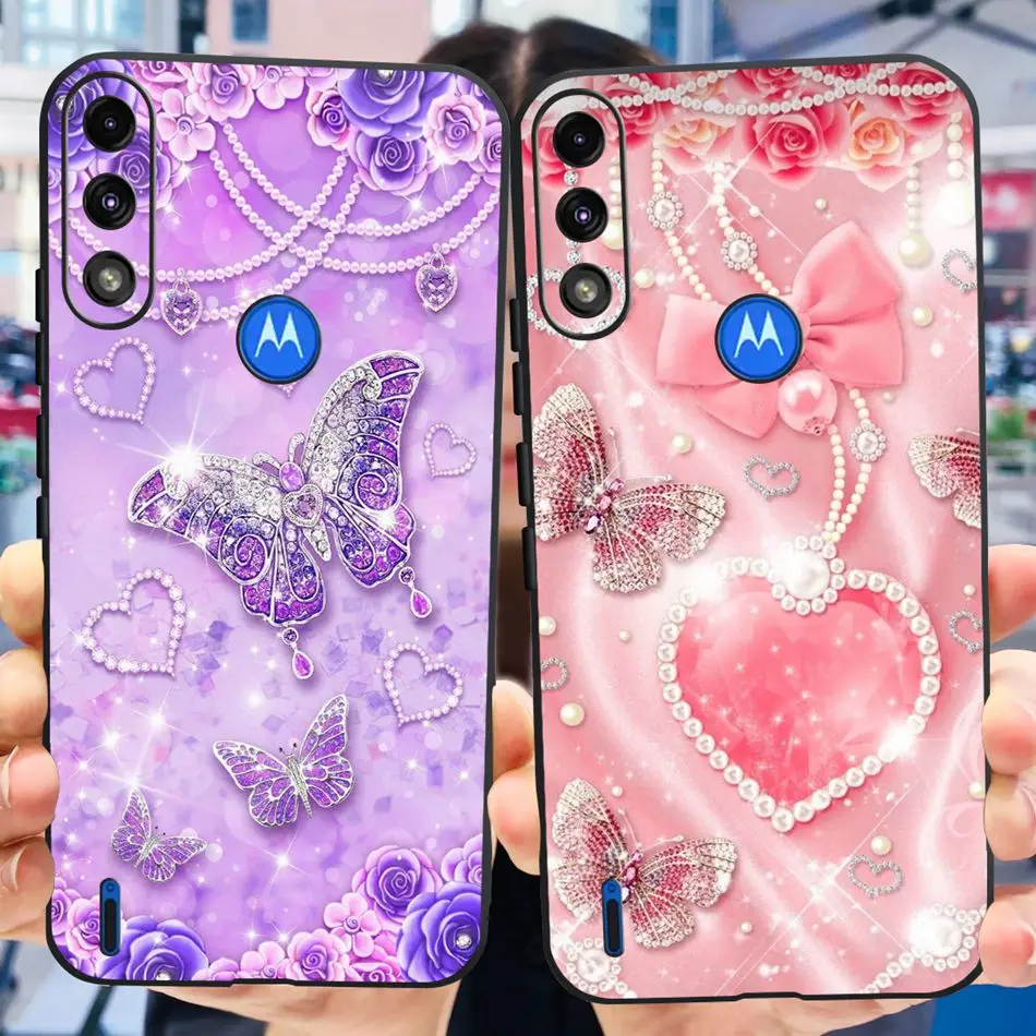 For Motorola Moto E7 Power / Moto E7i Power Soft TPU Black Silicone Case For MOTO E7power E7ipower Cute Panda Cartoon Phone Case