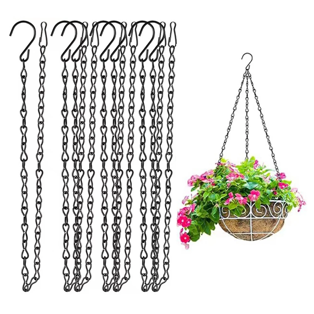2/4/6/10Pcs Black Hanging Chains with Hooks for Hanging Bird Feeders Basket Billboards Lanterns Wind Chimes Home Garden Decor