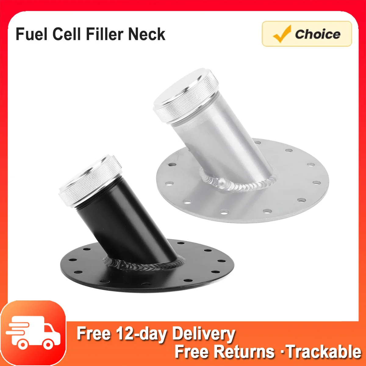 45 Degree Fuel Cell Filler Neck Fuel Cell Gas Tank Filler Neck w/ 12 Steel Base Aluminum 1.5”Inner Diameter Fuel Cell Fille Neck