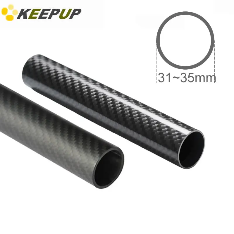 3K Twill Carbon Fiber Tube 100% Pure Carbon Pipe High Strength Lightweight Glossy Matte for Robot Arms OD 31 32 33 34 35 Mm