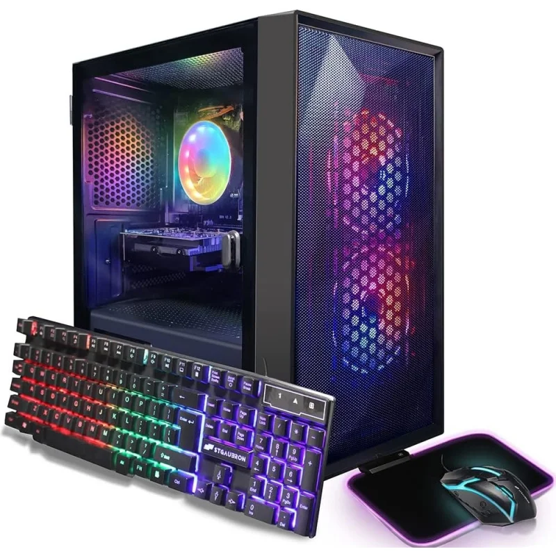 Gaming PC Bundle with 24Inch FHD LED Monitor-Radeon RX 550 4G,  Core I5 up to 3.7G, 16G RAM, 512G SSD, RGB Fan x