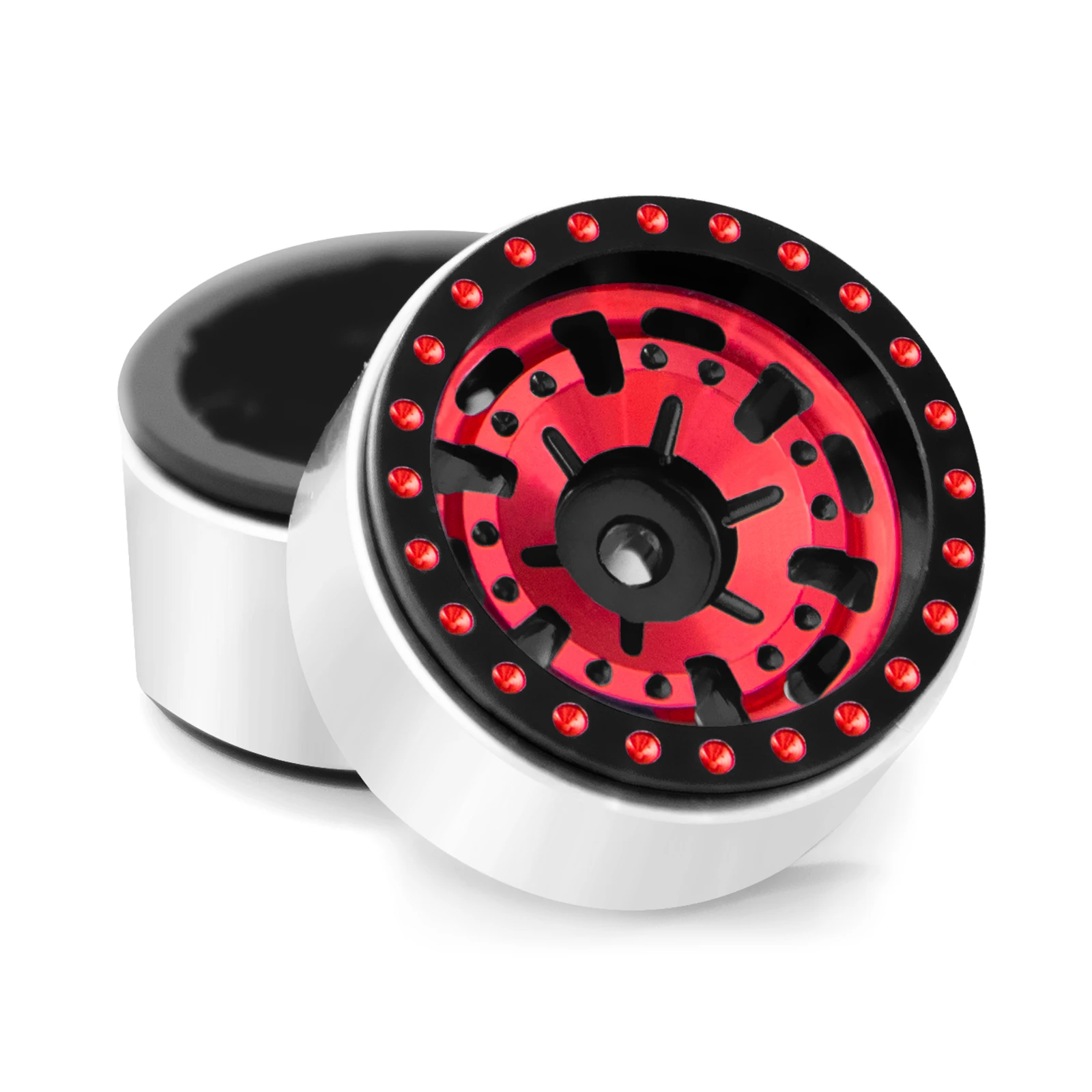 HFLRC 4PCS 1/30 Axial SCX30 0.7 Inch Beadlock Wheels Aluminum Alloy for Ford Bronco K10 RC Crawler Upgrade Parts