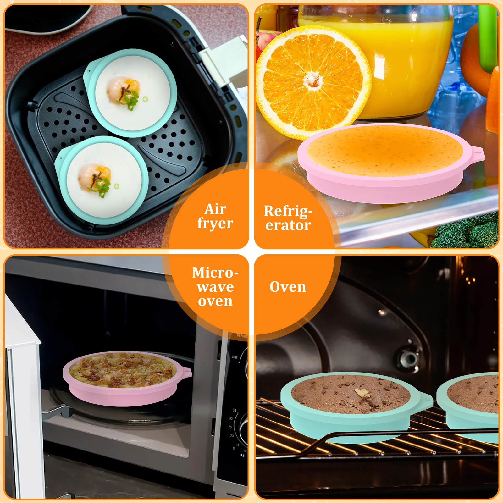 8Pcs Silicone Air Fryer Egg Mold Nonstick Egg Poacher Cup Cake Pudding Muffins Baking Trays Easy to Release Kitchen Baking Mold view 4