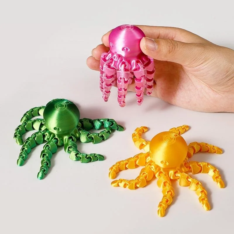 ثلاثية الأبعاد مطبوعة المغناطيسي الأخطبوط زخرفة محاكاة الأخطبوط تمثال نموذج المفاصل المنقولة المنقولة للمنزل مكتب ديكور لعبة أطفال #3