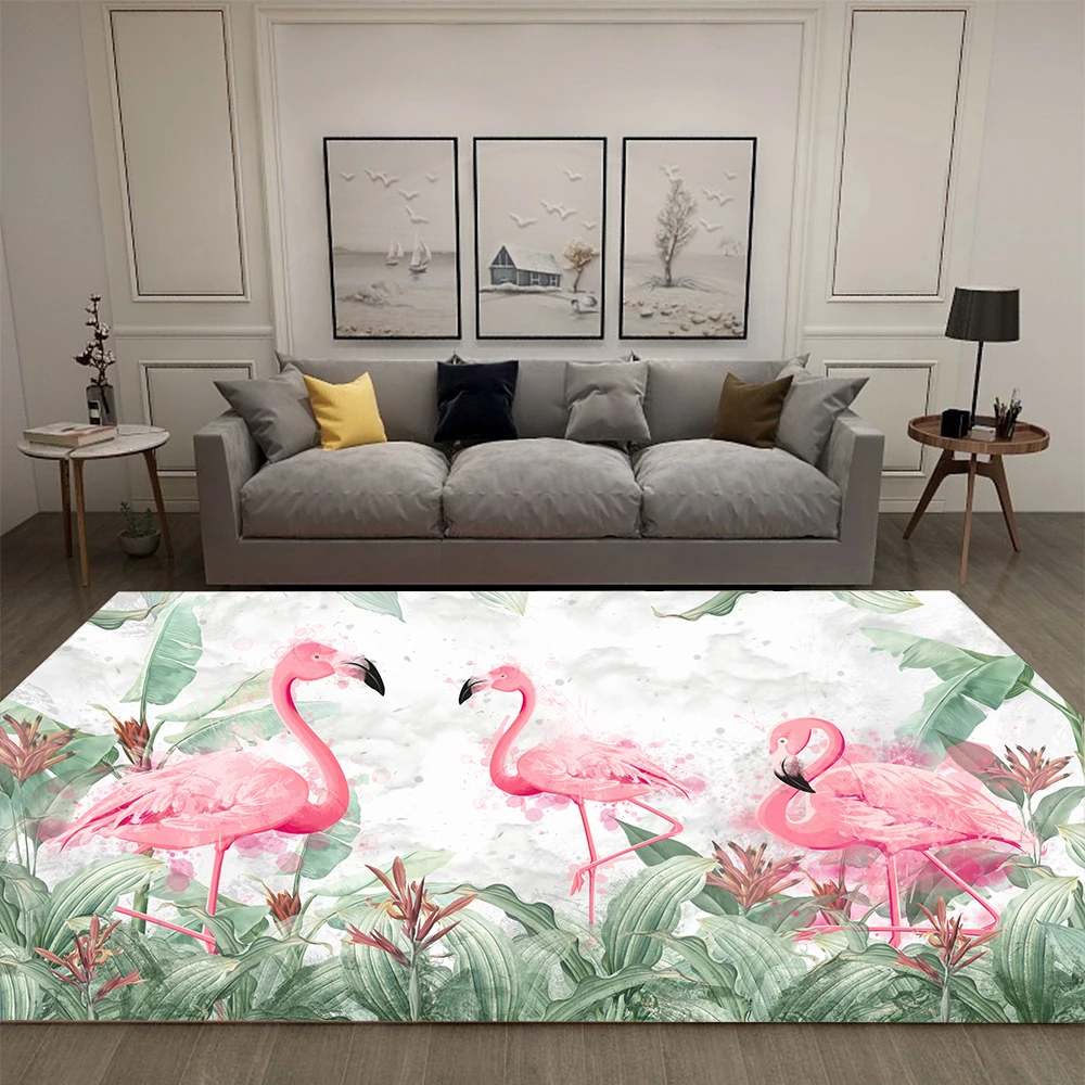 Tropical Rainforest Plant Flamingo Series Pattern Carpet Living Room Children's Crawling Floor Mat Girl Room Decoration Carpet