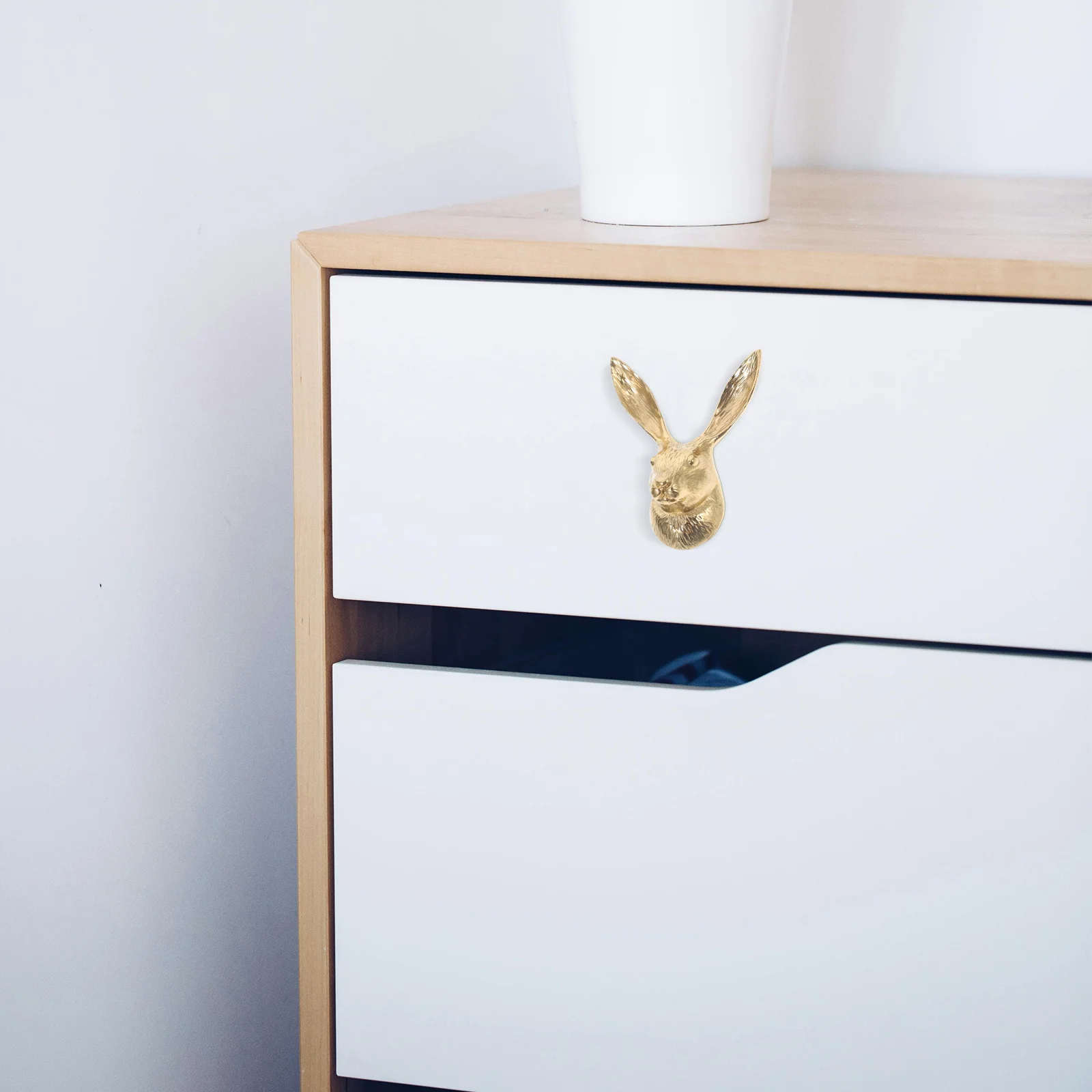 

Brass Bunny Head Drawer Pull Handle Cute Animal Knob for Dresser Cabinet Nursery Furniture Hardware Smooth Polished Finish