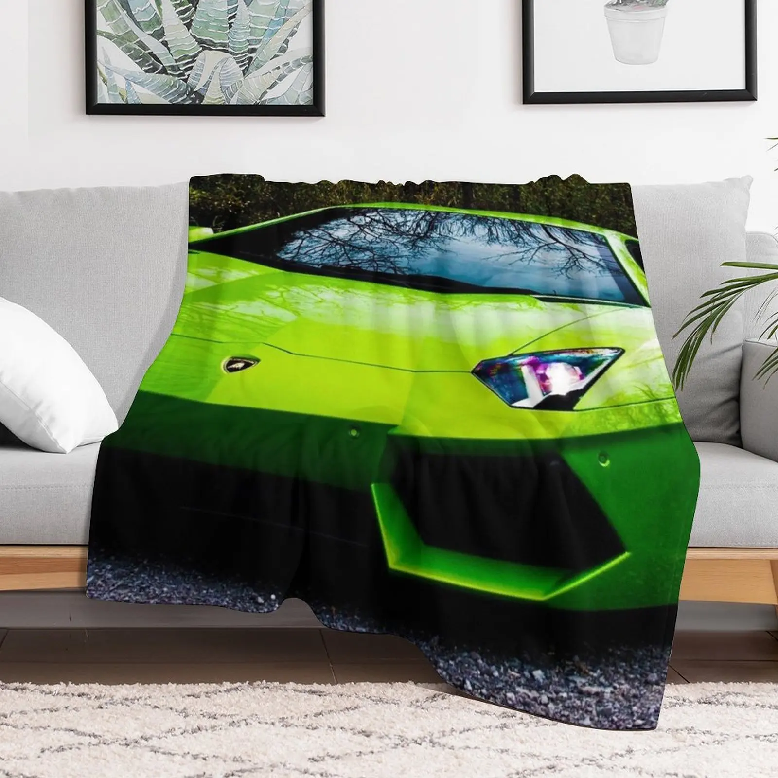 Green Lamborghini Throw Blanket Decorative Sofa Soft Beds Loose Blankets