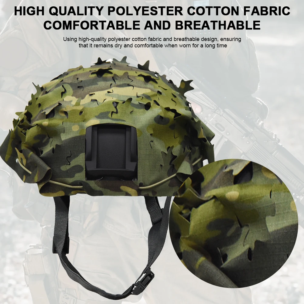 3D Camo Scrim Helmet Cover Laser Cut Lead Shape Helmet Scrim Cover Backpack Decoration Paintball Paratrooper Hunting Accessories