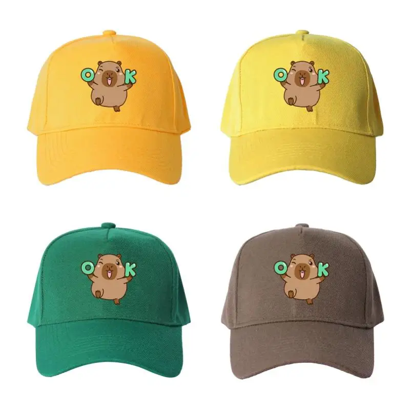 Regulowana czapka z daszkiem chroniąca przed słońcem, unisex, z uroczym nadrukiem kapibary, bawełniane czapki w stylu vintage do podróży na świeżym powietrzu