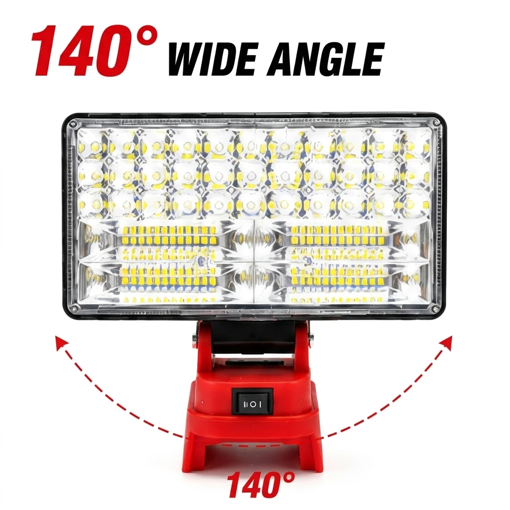 LED Jobsite Work Light FOR Milwaukee M18 18V Battery 90W Cordless Portable Flood Lamp for Workshop Garage Repair Lighting Too