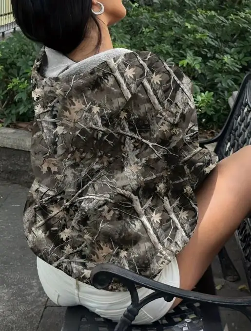 Women's Hoodie New Floral Hoodie Hooded Trendy Fashion Casual Loose Long Sleeved Top Street Retro Casual Hoodie